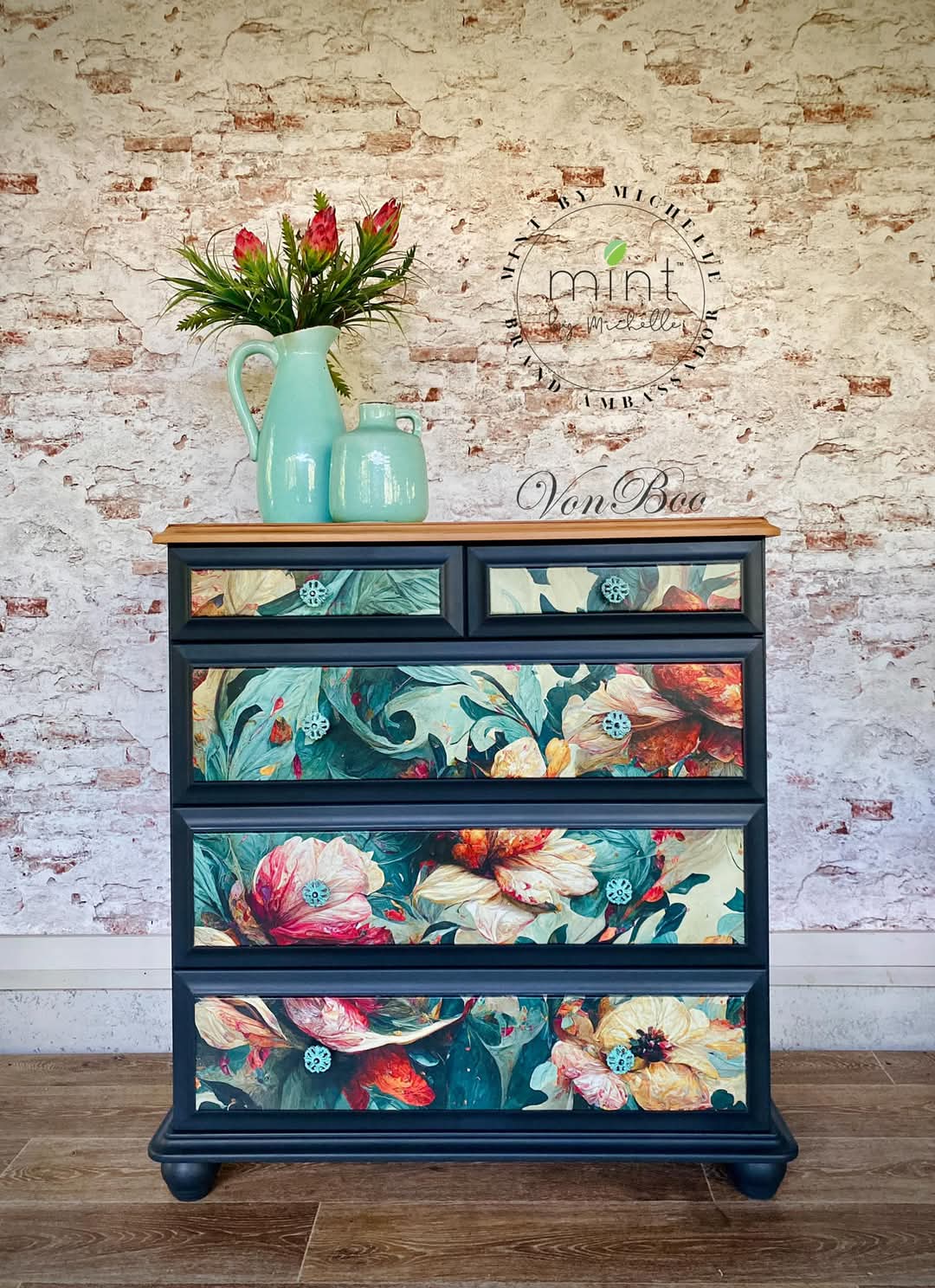 Wave of Florals - Mint Decoupage Paper
