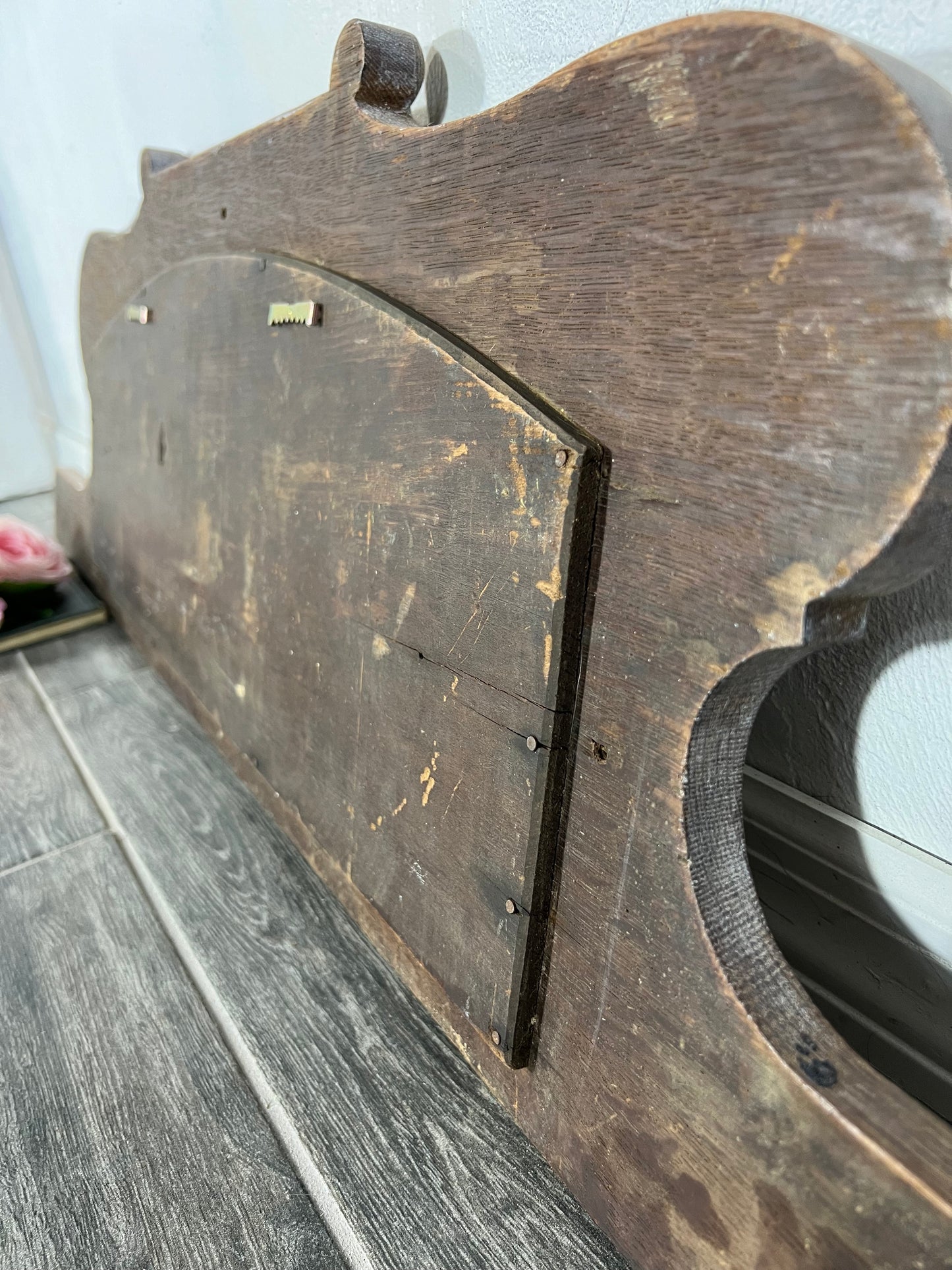 Antique mirror entryway with hooks, coat rack organizer