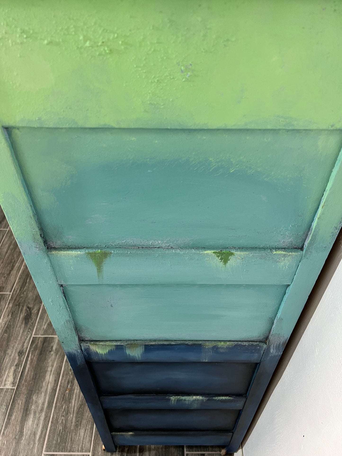 Handpainted vintage tall solid wood dresser