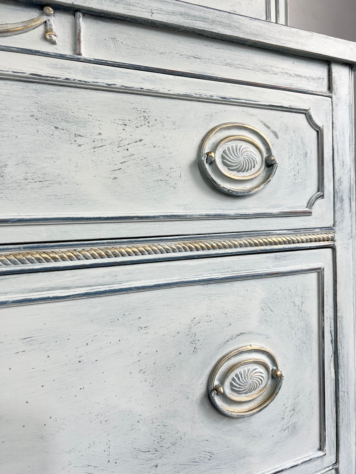 Vintage Hand Painted French White Dresser Tallboy Chest