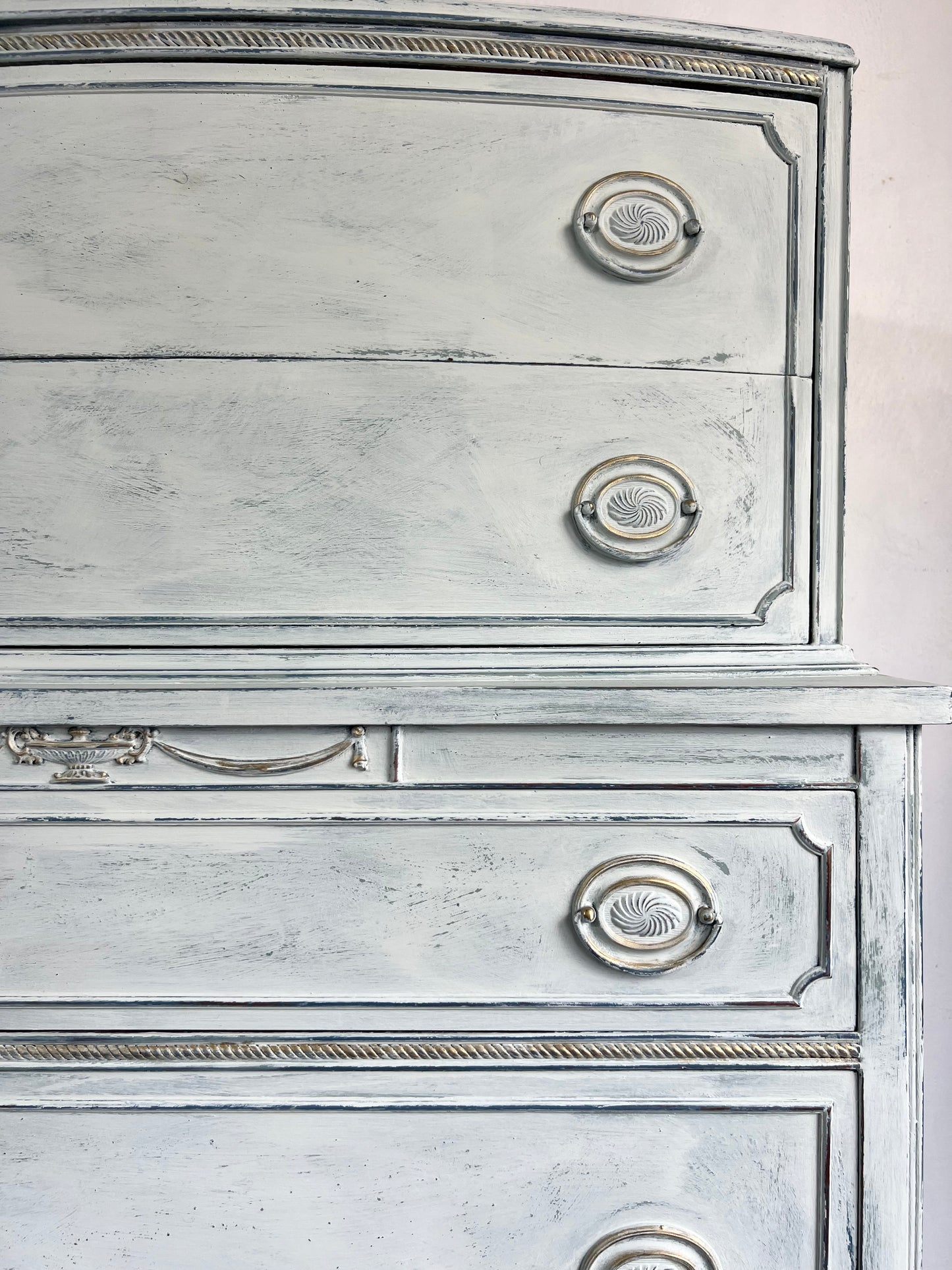 Vintage Hand Painted French White Dresser Tallboy Chest