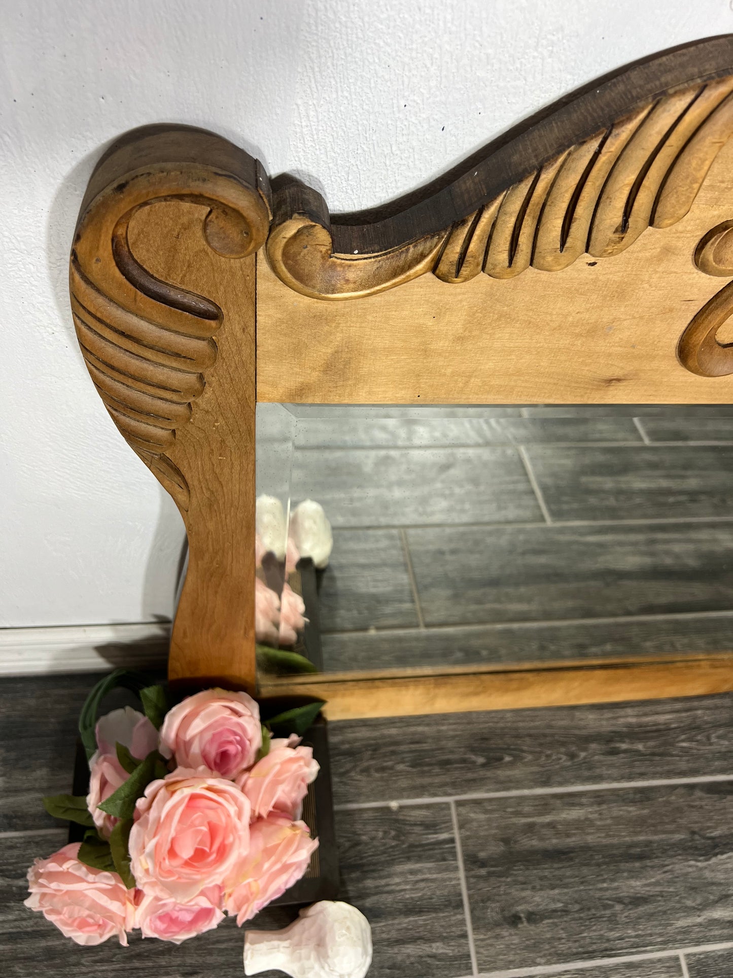 Antique Mirror, Rustic Natural Wood tall Mirror