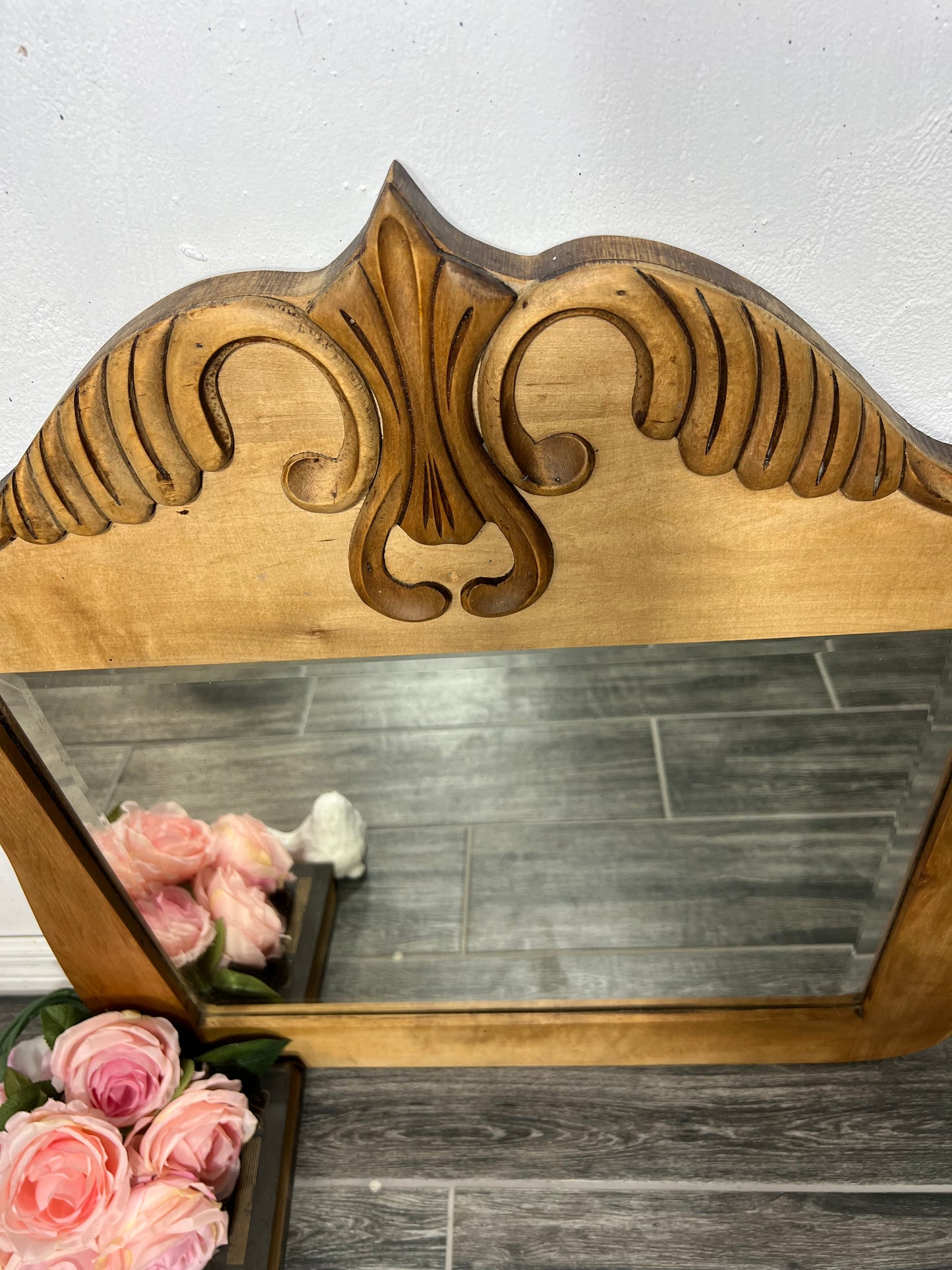 Antique Mirror, Rustic Natural Wood tall Mirror