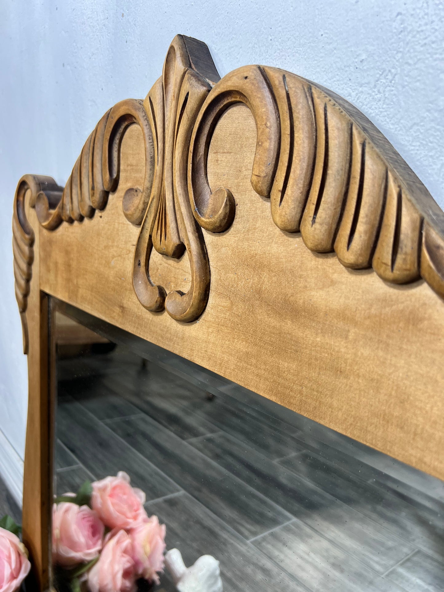 Antique Mirror, Rustic Natural Wood tall Mirror