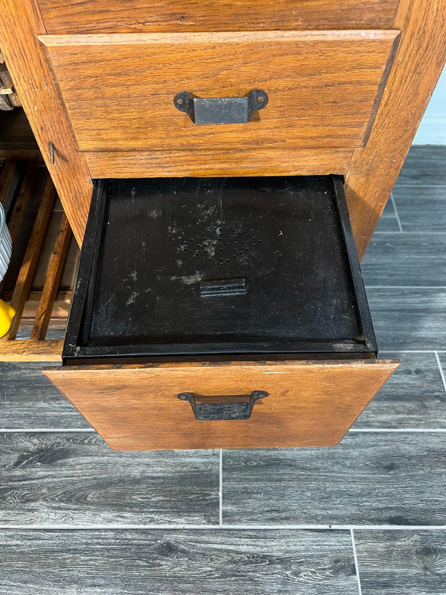 Antique Hoosier Cabinet original Boone Oak