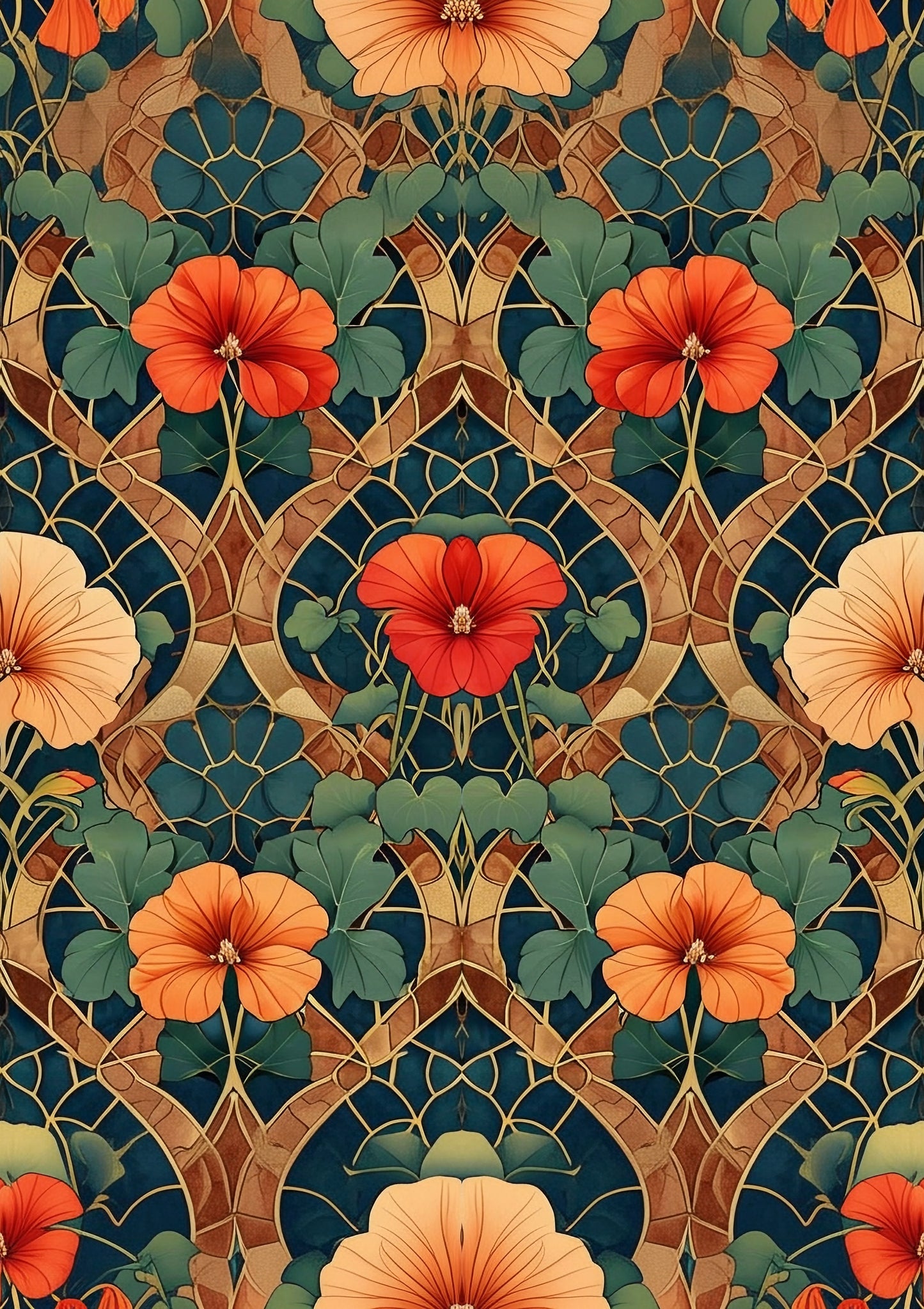 Stained Glass Blossoms - Mint Decoupage Paper
