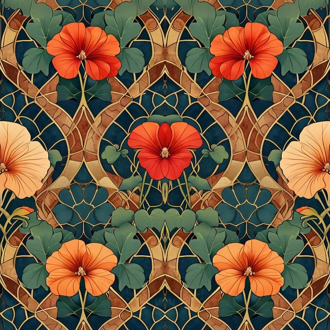 Stained Glass Blossoms - Mint Decoupage Paper
