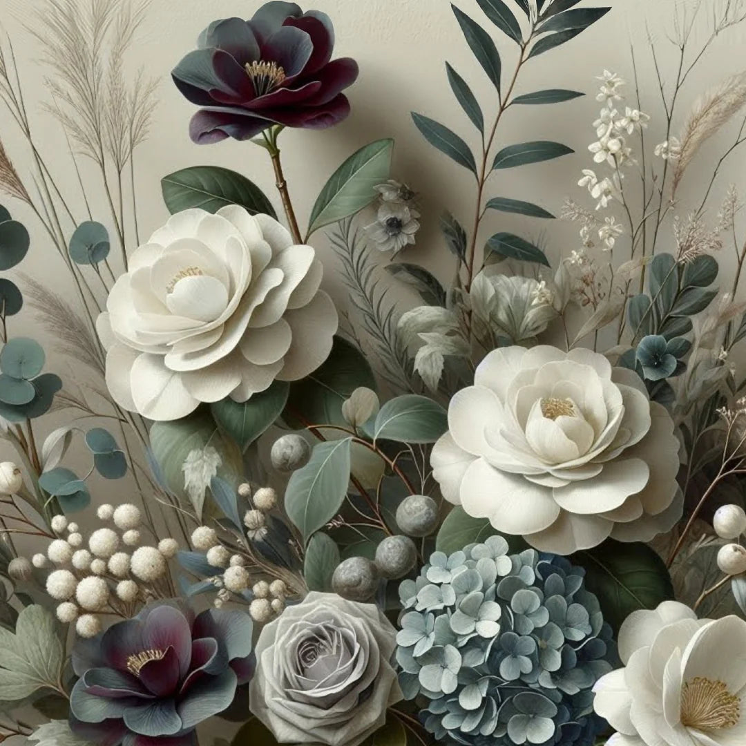 Winter Petals - Mint Decoupage Paper