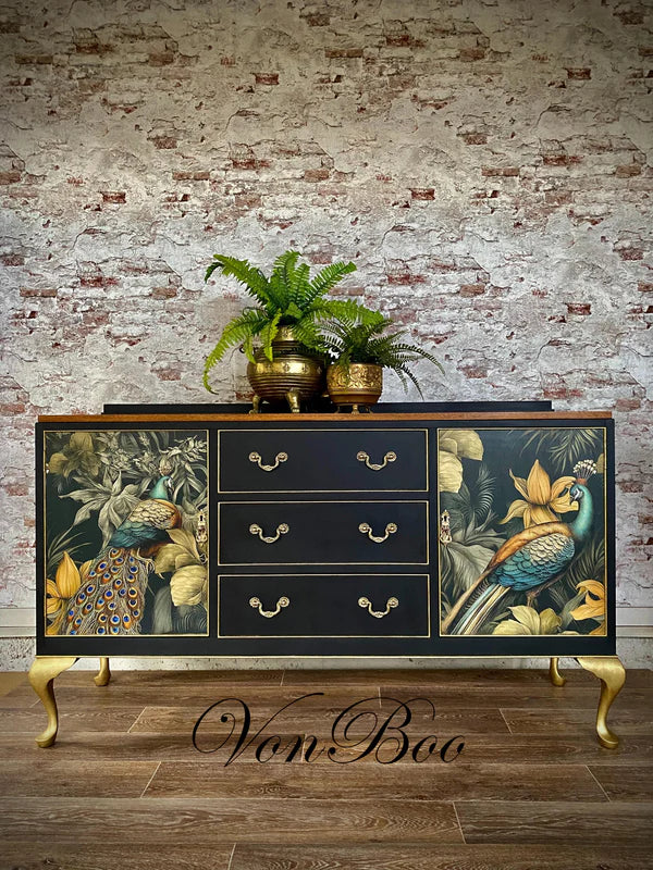 A Peacock Pair Mint Decoupage Paper