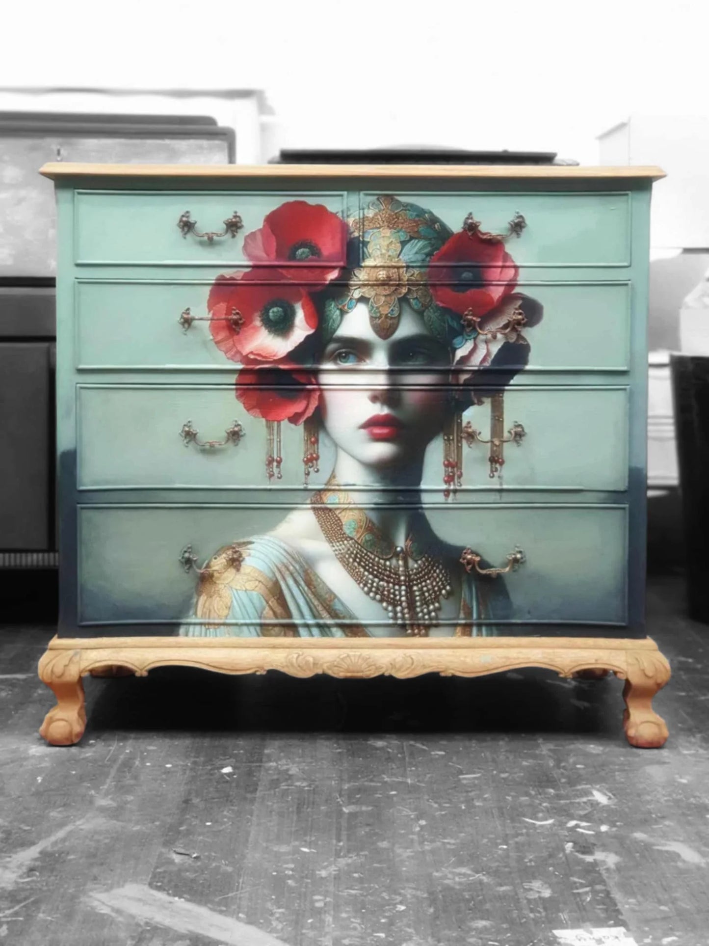 Draped - Mint Decoupage Paper