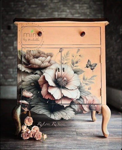 Peach Petals - Mint Decoupage Paper