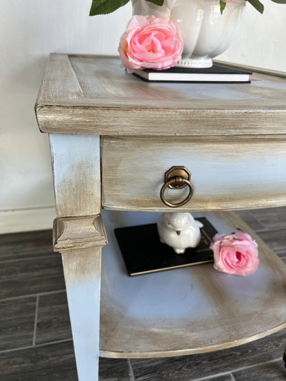 Vintage Hand Painted blue End Table, side table, night stand