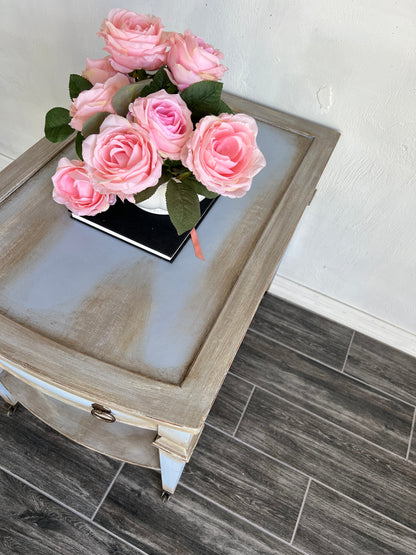 Vintage Hand Painted blue End Table, side table, night stand