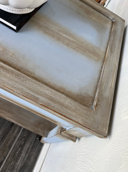 Vintage Hand Painted blue End Table, side table, night stand