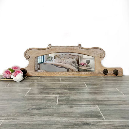 Antique mirror entryway with hooks, coat rack organizer