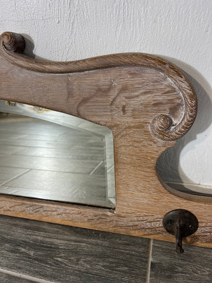Antique mirror entryway with hooks, coat rack organizer