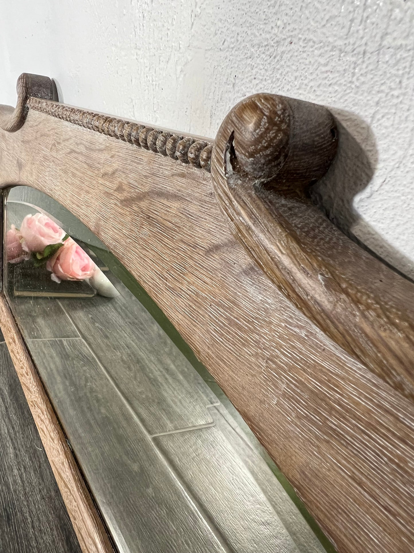 Antique mirror entryway with hooks, coat rack organizer