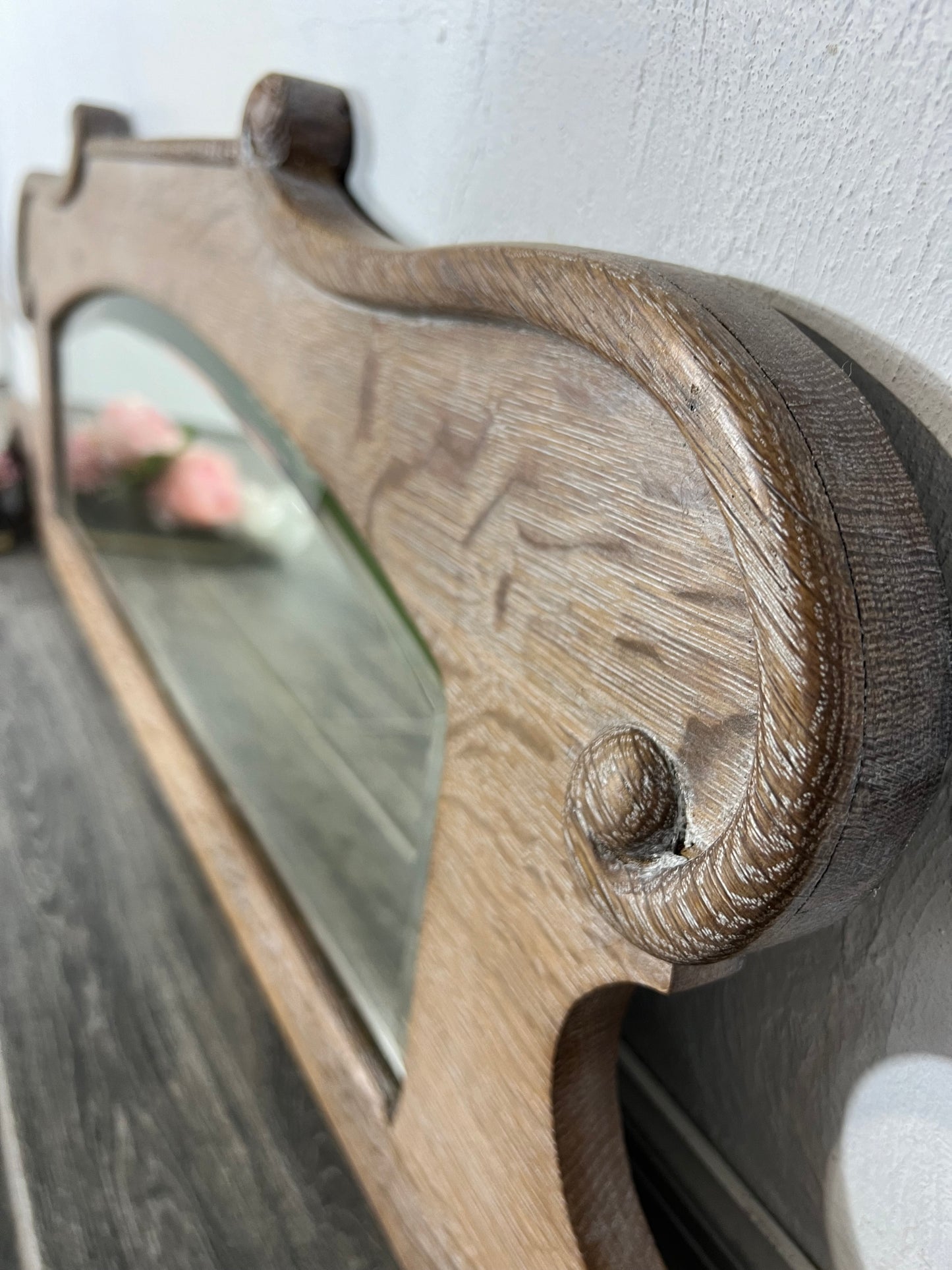Antique mirror entryway with hooks, coat rack organizer