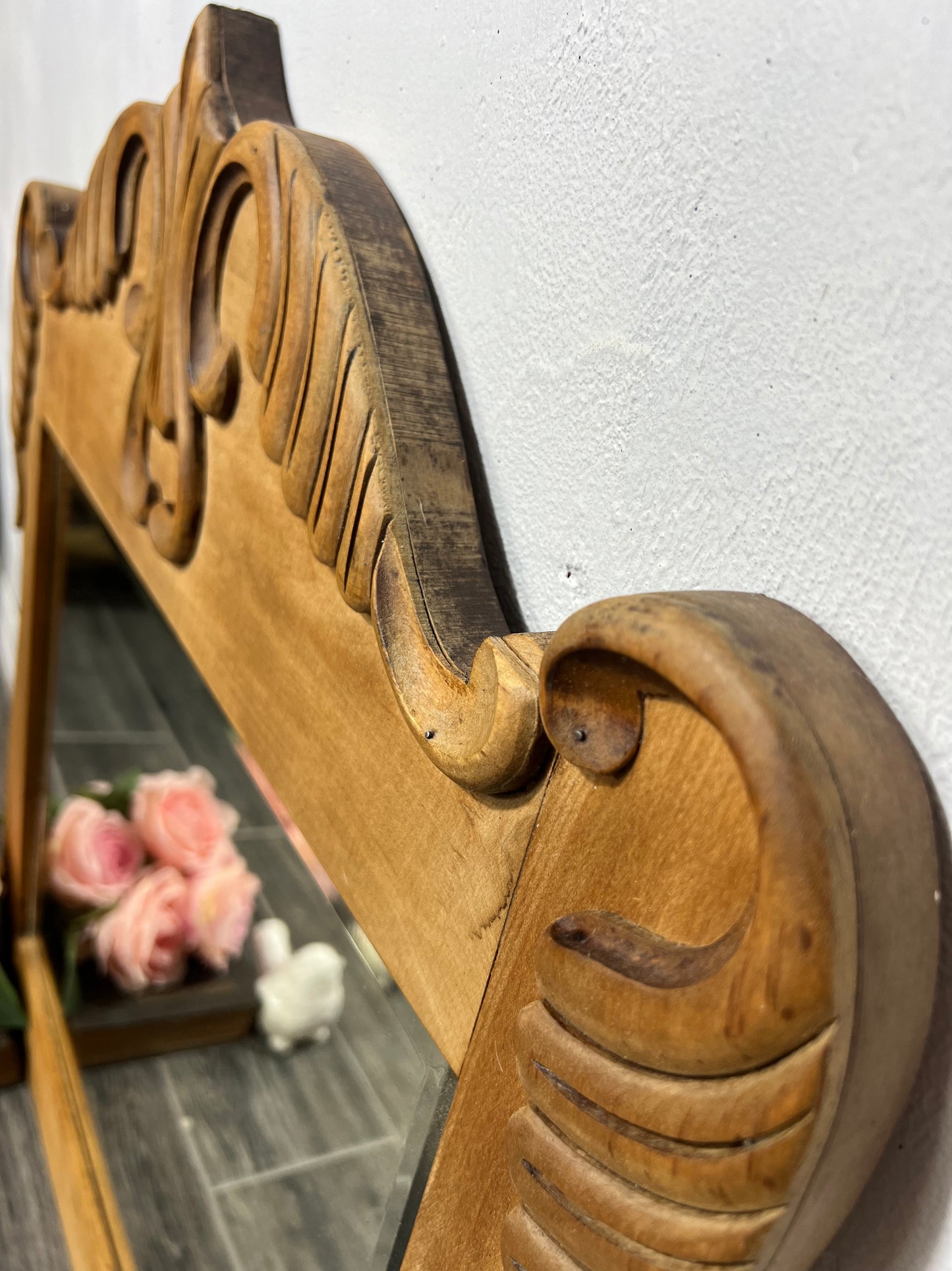 Antique Mirror, Rustic Natural Wood tall Mirror
