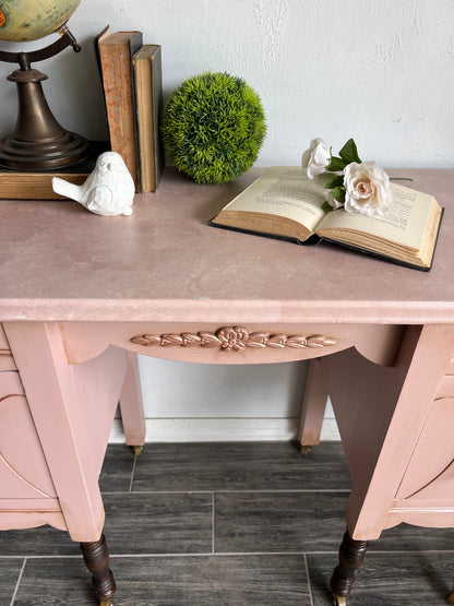 Vintage Hand painted Dusty Pink Small Desk
