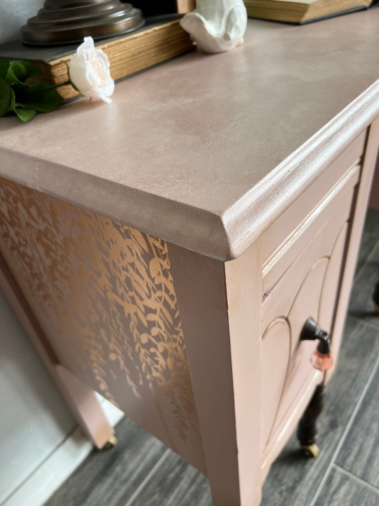Vintage Hand painted Dusty Pink Small Desk