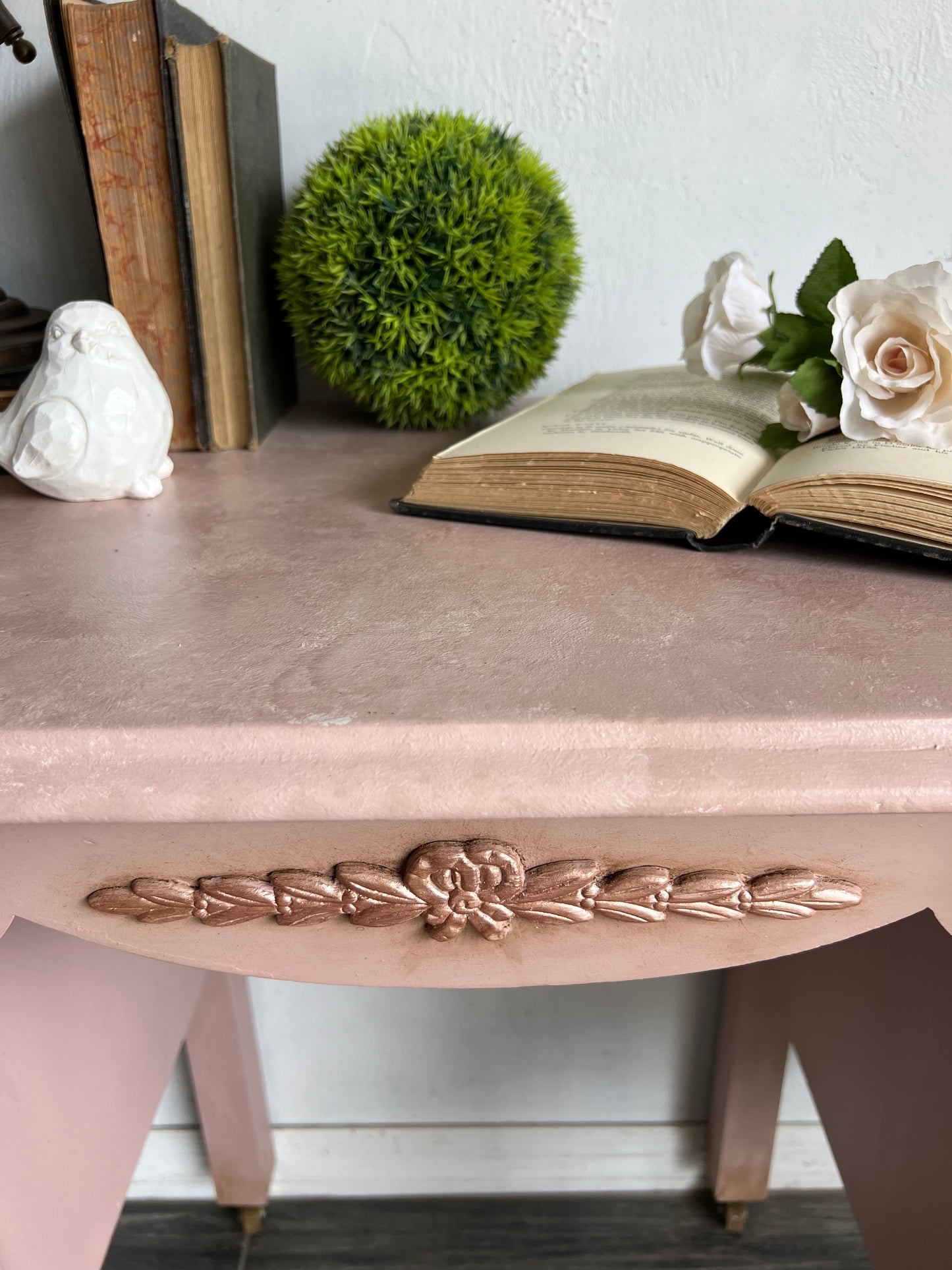 Vintage Hand painted Dusty Pink Small Desk