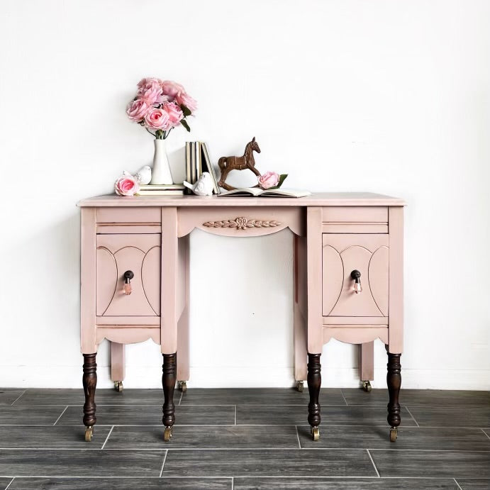 Vintage Hand painted Dusty Pink Small Desk
