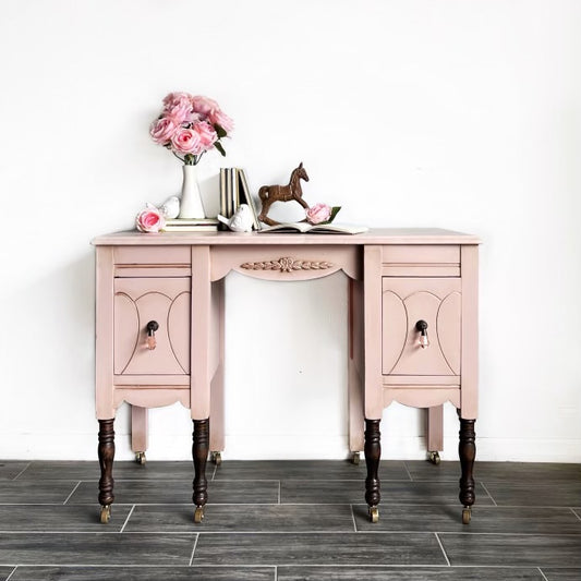 Vintage Hand painted Dusty Pink Small Desk