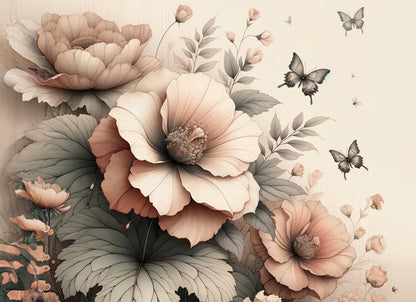 Peach Petals - Mint Decoupage Paper