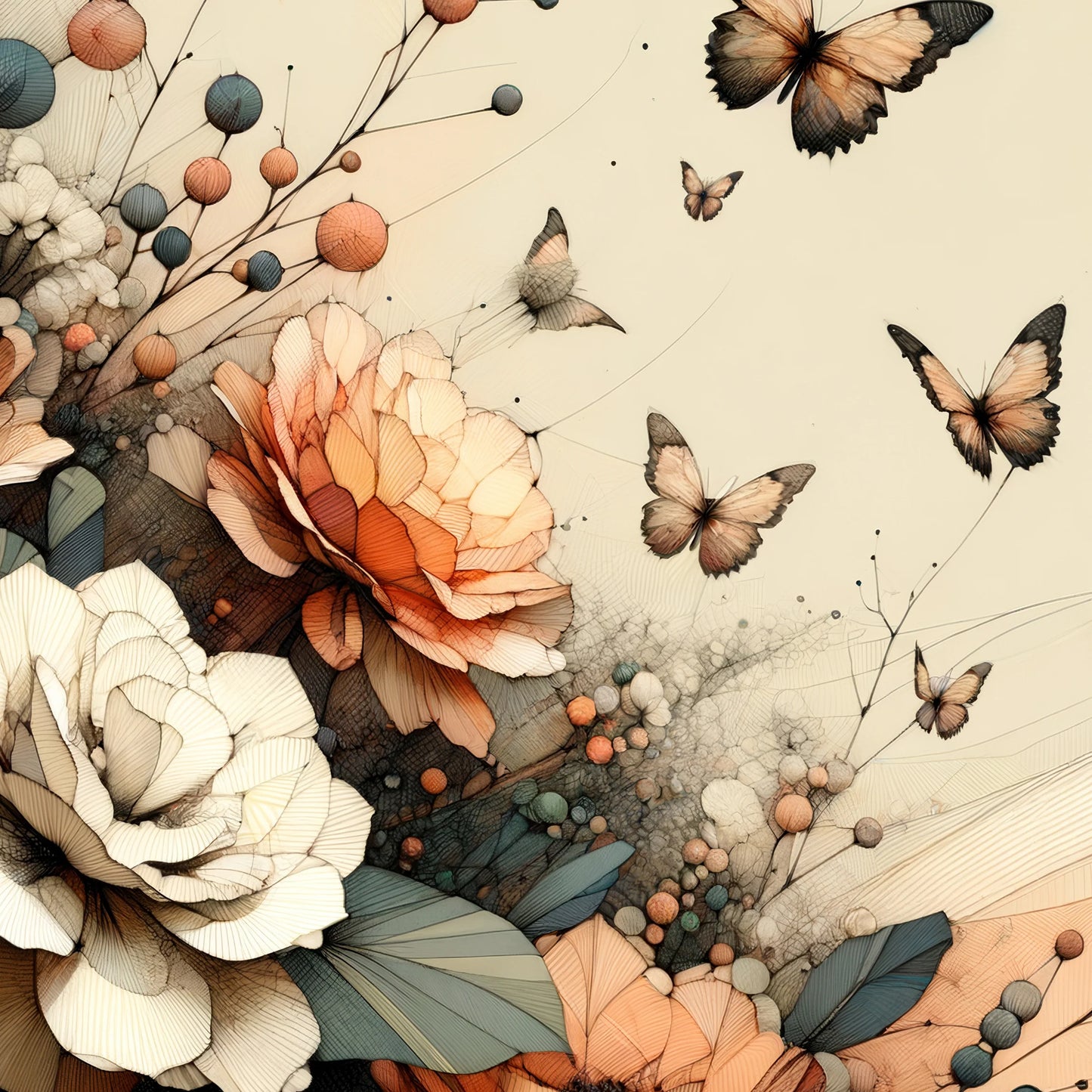 Peach Oasis - Mint Decoupage Paper