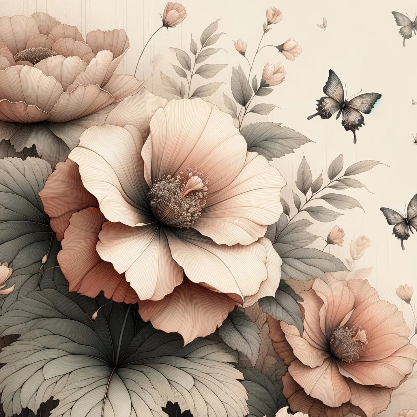 Peach Petals - Mint Decoupage Paper