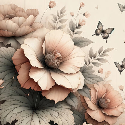 Peach Petals - Mint Decoupage Paper