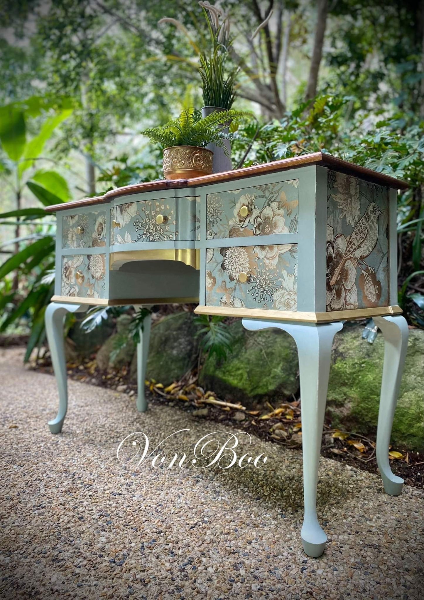 Foil Bird Mint Decoupage Paper
