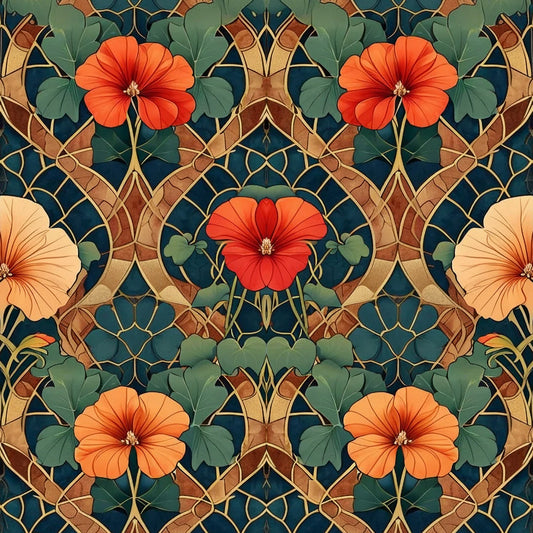 Stained Glass Blossoms - Mint Decoupage Paper